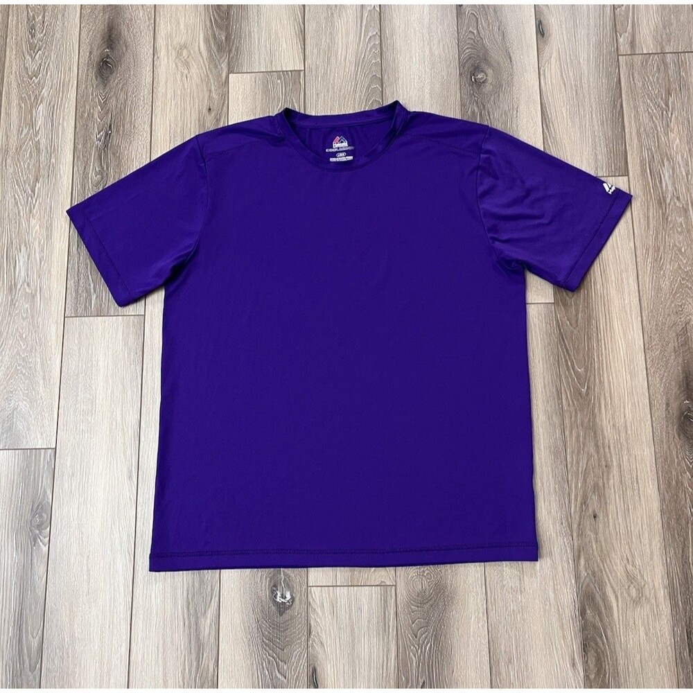 Majestic Cool Base Purple Athletic Short Sleeve Tee Mens Sz Large Polyester